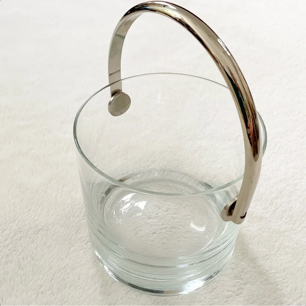 Schott Zwiesel Crystal Ice Bucket Chrome Handle Germany Vintage MCM